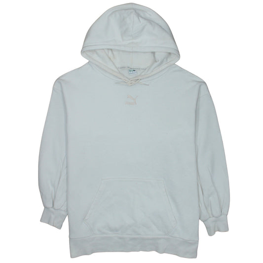 Puma Womens White Small Hooded Pullover Sweatshirt with Kangaroo Pocket