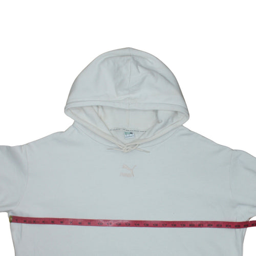 Puma Womens White Small Hooded Pullover Sweatshirt with Kangaroo Pocket