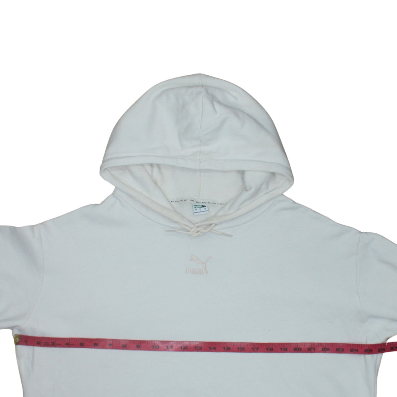 Puma Womens White Small Hooded Pullover Sweatshirt with Kangaroo Pocket