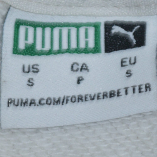 Puma Womens White Small Hooded Pullover Sweatshirt with Kangaroo Pocket