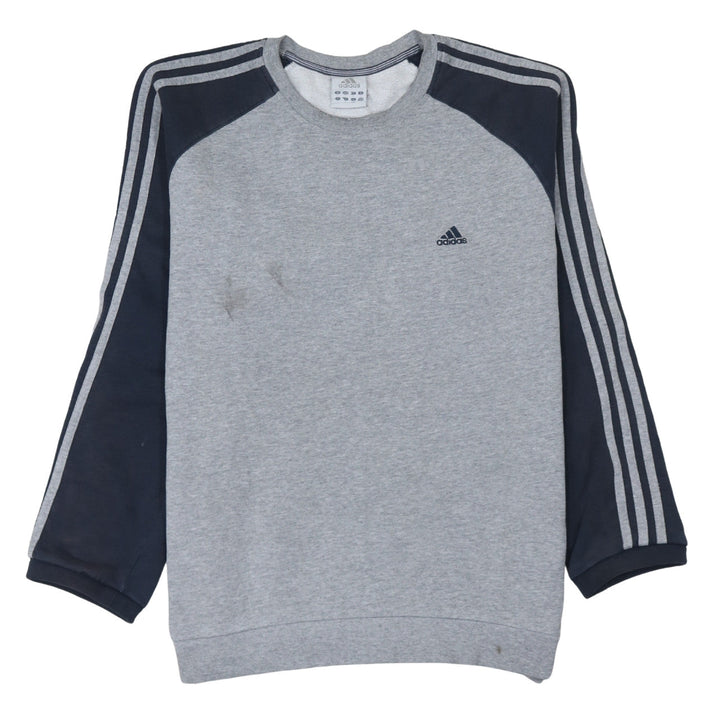 Adidas Men's Grey Crew Neck Pullover Sweatshirt Size L Sports Style