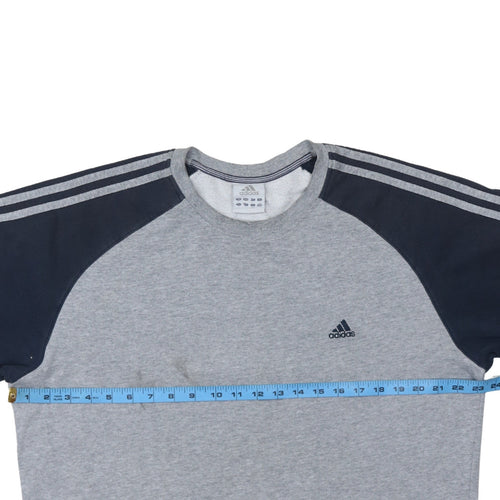 Adidas Men's Grey Crew Neck Pullover Sweatshirt Size L Sports Style