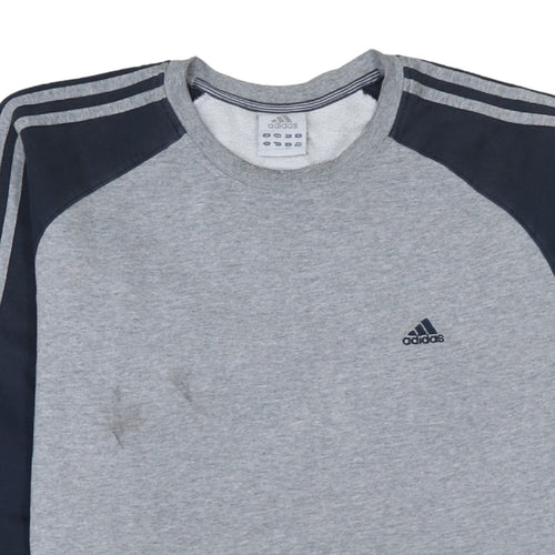 Adidas Men's Grey Crew Neck Pullover Sweatshirt Size L Sports Style