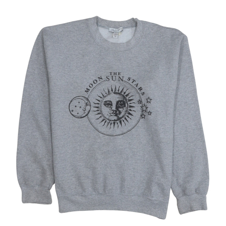 Topshop Women Grey Moon Sun Stars Pullover Sweatshirt Size S