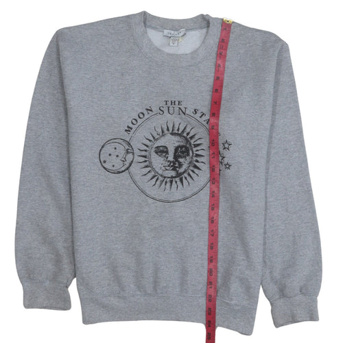 Topshop Women Grey Moon Sun Stars Pullover Sweatshirt Size S