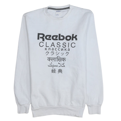 Reebok Unisex White XS Classic Logo Fleece Sweatshirt