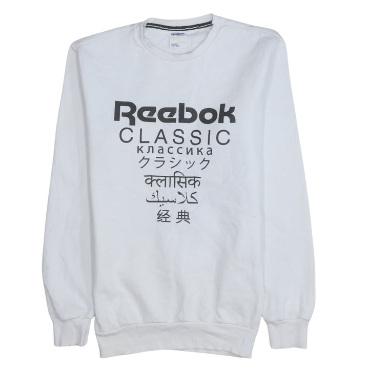 Reebok Unisex White XS Classic Logo Fleece Sweatshirt