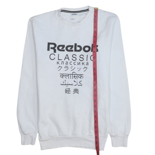 Reebok Unisex White XS Classic Logo Fleece Sweatshirt