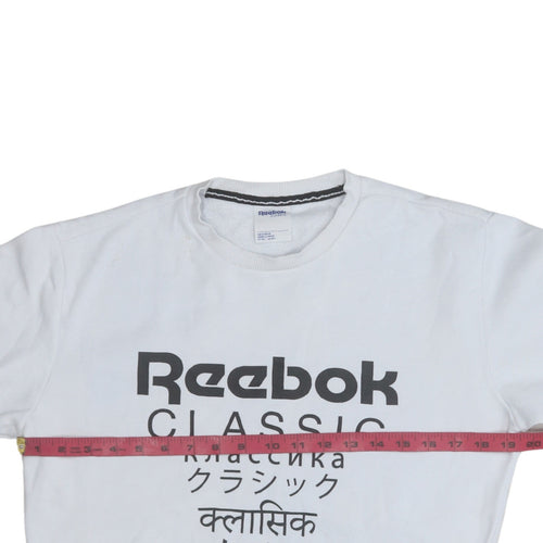 Reebok Unisex White XS Classic Logo Fleece Sweatshirt