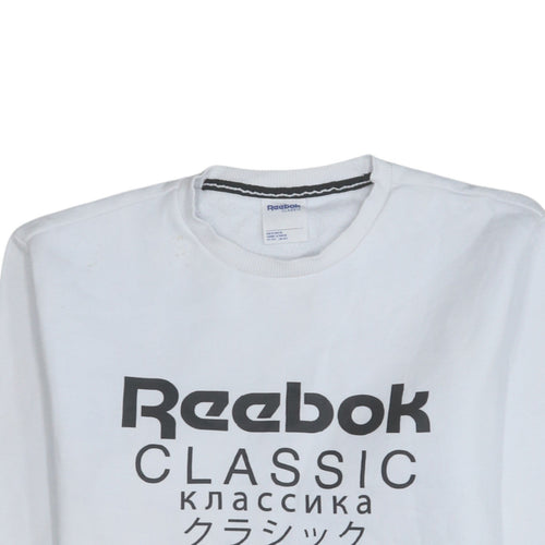 Reebok Unisex White XS Classic Logo Fleece Sweatshirt