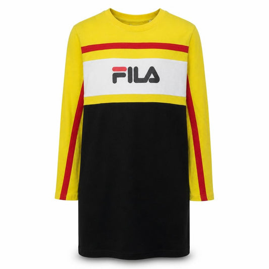 Front view of Fila Men's Yellow Black Colourblock Logo Sweatshirt S