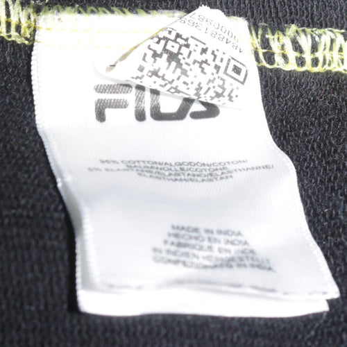FILA Men's Yellow Black Colourblock Logo Sweatshirt S