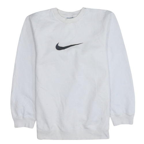 Nike Teens White Pullover Sweatshirt Swoosh Logo Fleece S