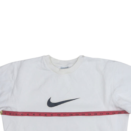 Nike Teens White Pullover Sweatshirt Swoosh Logo Fleece S