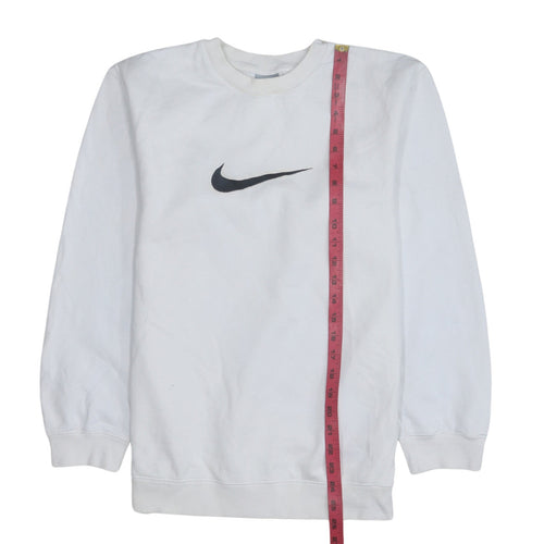 Nike Teens White Pullover Sweatshirt Swoosh Logo Fleece S