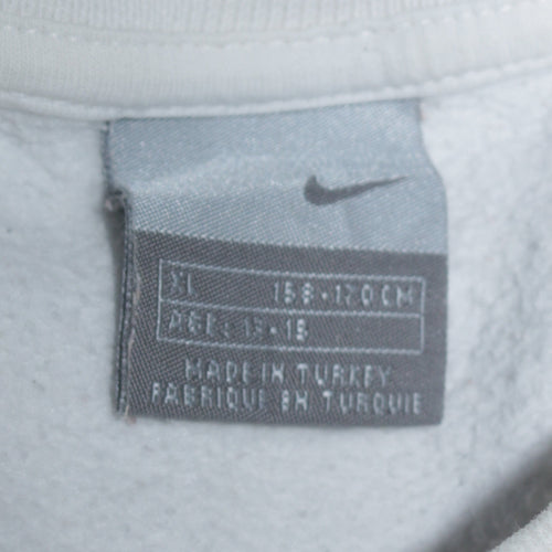 Nike Teens White Pullover Sweatshirt Swoosh Logo Fleece S