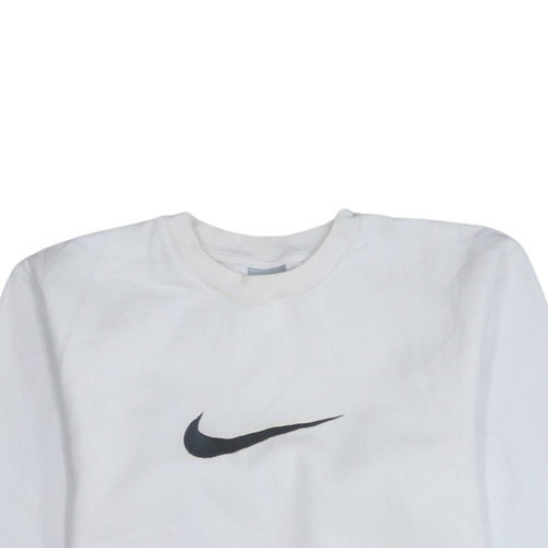 Nike Teens White Pullover Sweatshirt Swoosh Logo Fleece S
