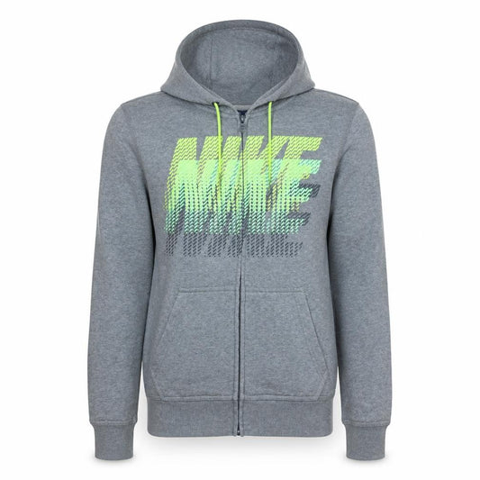 Front view of Nike Men's Grey Full Zip Hoodie S Sports Logo Sweatshirt