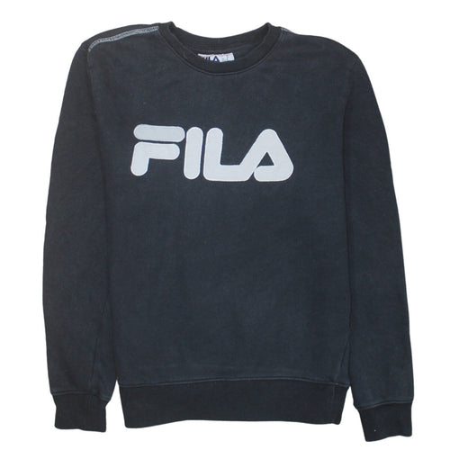 Fila Men's Black Crew Neck Sweatshirt M Regular Fit Logo Pullover