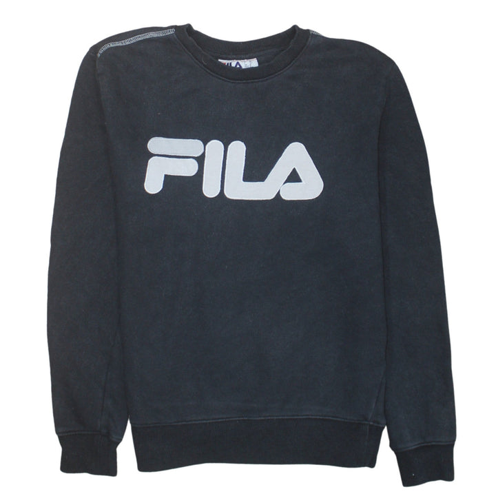 Fila Men's Black Crew Neck Sweatshirt M Regular Fit Logo Pullover