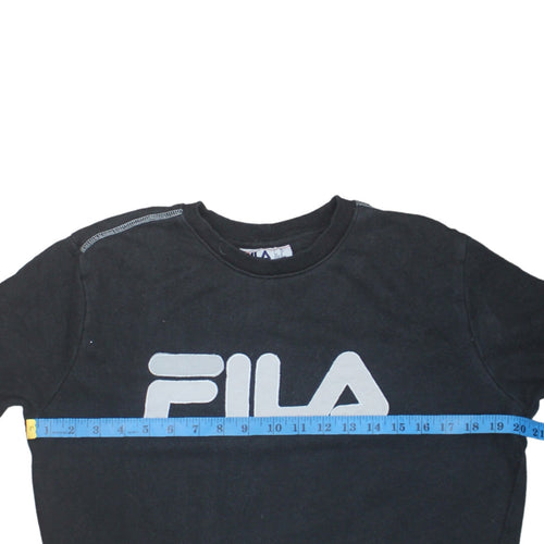 Fila Men's Black Crew Neck Sweatshirt M Regular Fit Logo Pullover