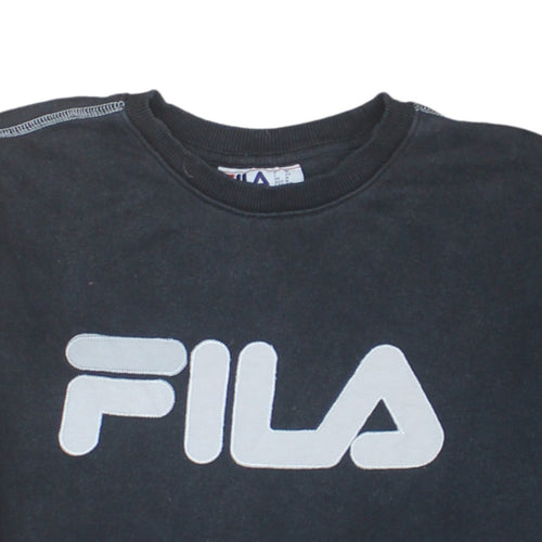 Fila Men's Black Crew Neck Sweatshirt M Regular Fit Logo Pullover