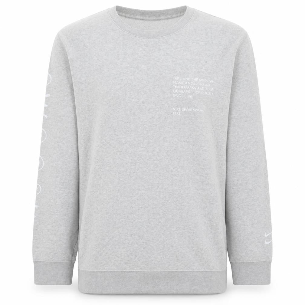 Front view of Nike Men's Grey XL Pullover Sweatshirt Crew Neck Sportswear