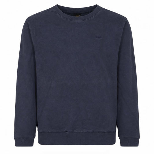 Front view of Lee Men's Blue Cotton Crew Neck Pullover Sweatshirt, size L