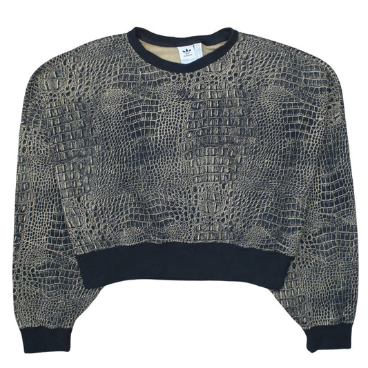 Adidas Womens Beige Animal Print Pullover Sweatshirt Size 14