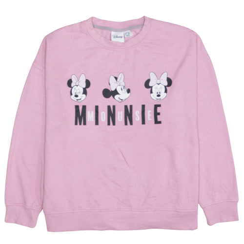 Disney Women Pink Minnie Mouse Sweatshirt Size L 14/16 Pullover