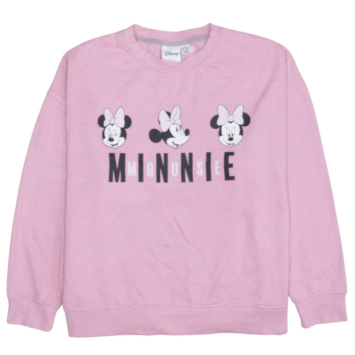 Disney Women Pink Minnie Mouse Sweatshirt Size L 14/16 Pullover