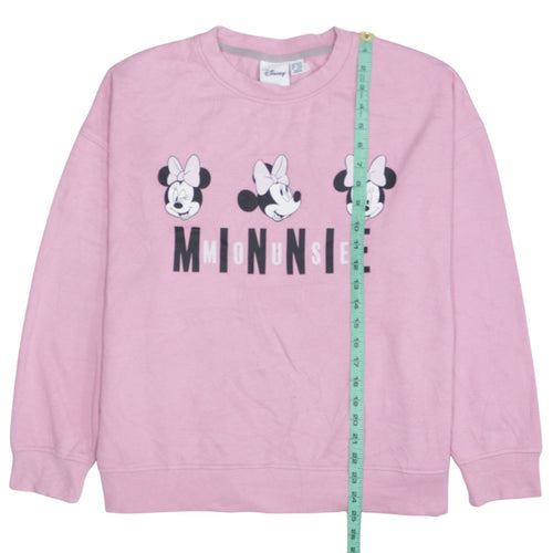 Disney Women Pink Minnie Mouse Sweatshirt Size L 14/16 Pullover
