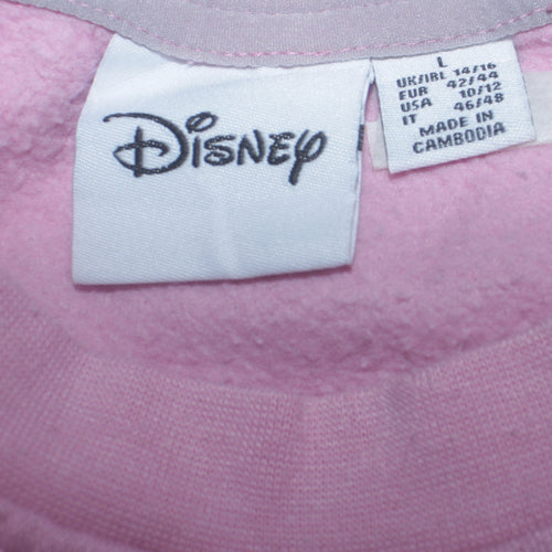 Disney Women Pink Minnie Mouse Sweatshirt Size L 14/16 Pullover