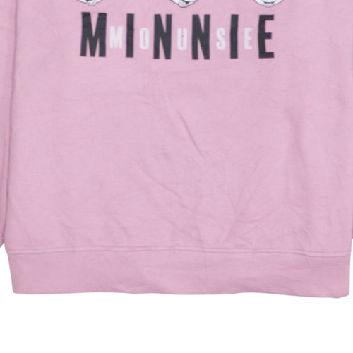 Disney Women Pink Minnie Mouse Sweatshirt Size L 14/16 Pullover