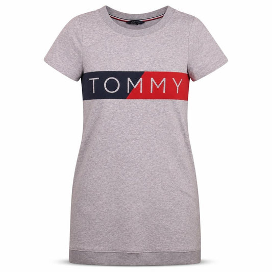 Front view of Tommy Hilfiger Women’s Grey XS T-Shirt Dress Casual Jersey
