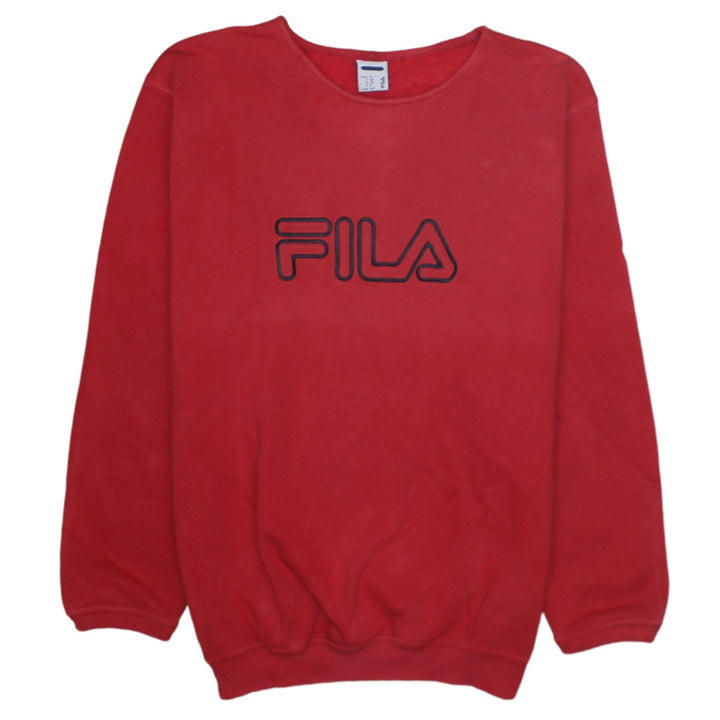 Fila Men's Red Pullover Sweatshirt Small Embroidered Logo Vintage