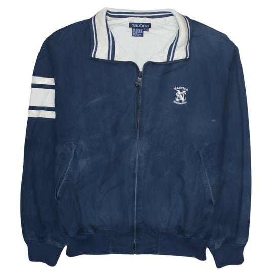 Nautica Men's Blue Cotton Bomber Jacket Size L Sporting Club