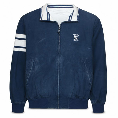 Nautica Men's Blue Cotton Bomber Jacket Size L Sporting Club