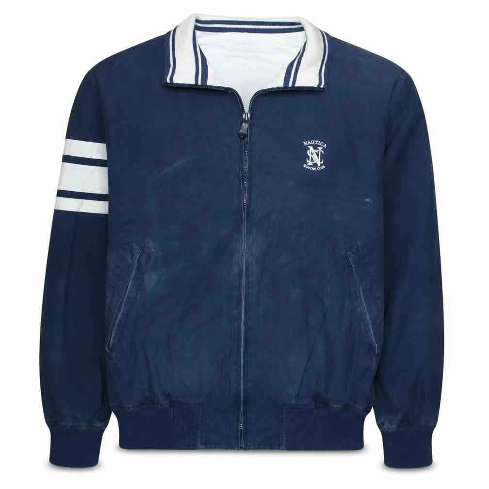 Nautica Men's Blue Cotton Bomber Jacket Size L Sporting Club