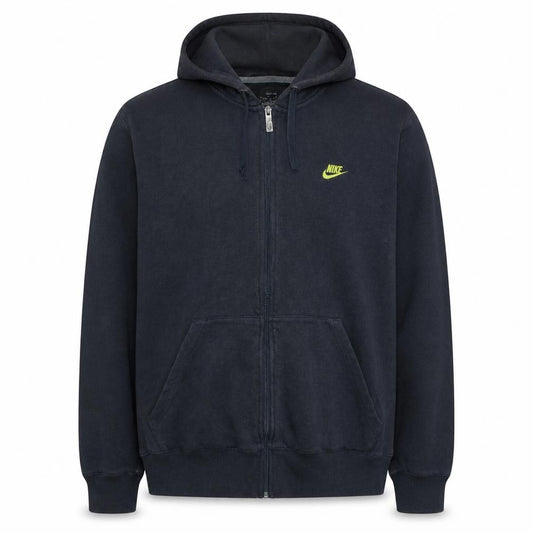 Front view of Nike Men's Black Full Zip Hoodie L Sportswear Fleece Sweatshirt