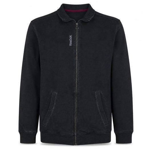 Front view of Reebok Men's Black Full Zip Sweatshirt, size S