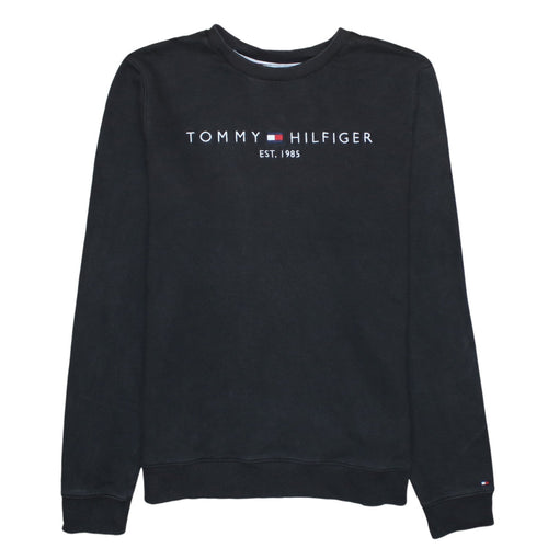 Tommy Hilfiger Men's Black Cotton Crew Neck Sweatshirt M