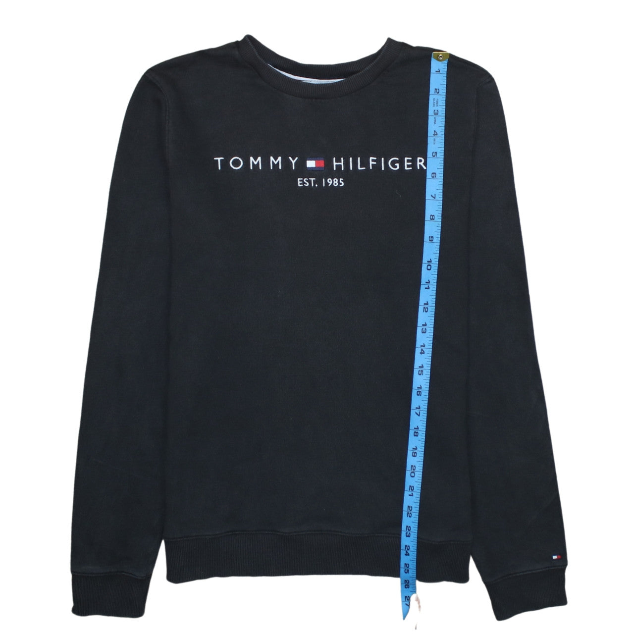 Tommy Hilfiger Men's Black Cotton Crew Neck Sweatshirt M