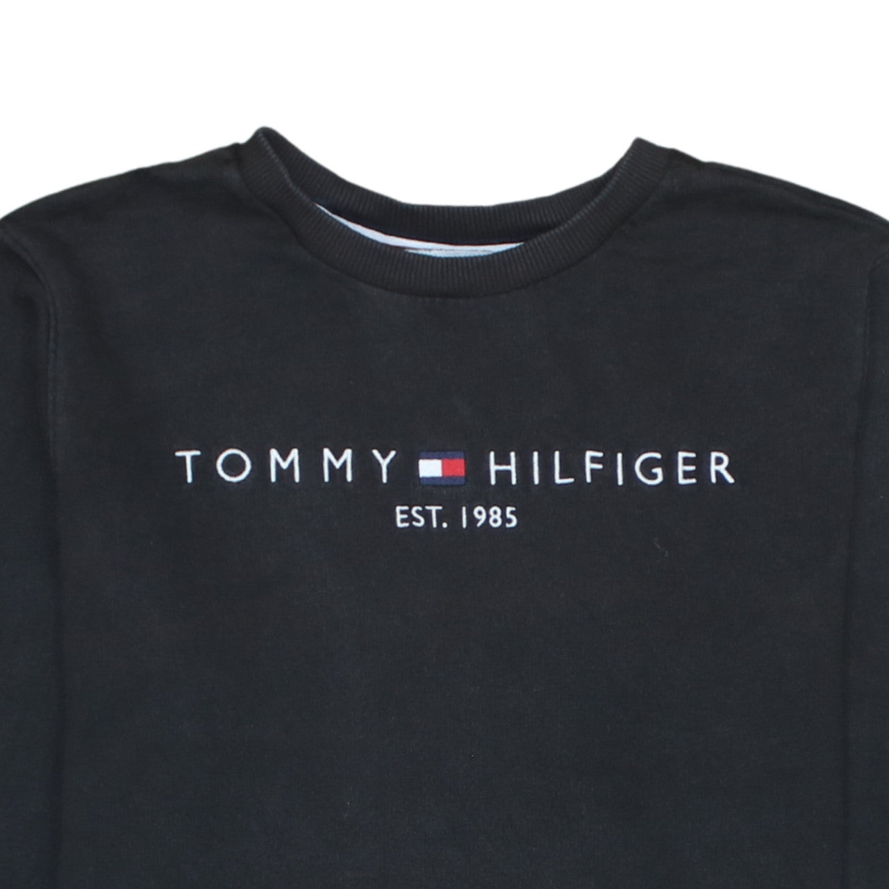 Tommy Hilfiger Men's Black Cotton Crew Neck Sweatshirt M