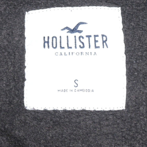 Hollister Men Black Full Zip Hoodie S Logo Fleece Sweatshirt