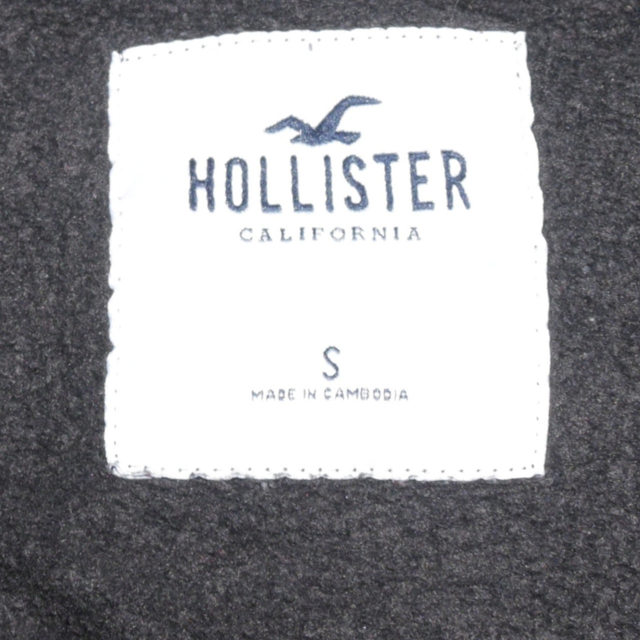 Hollister Men Black Full Zip Hoodie S Logo Fleece Sweatshirt