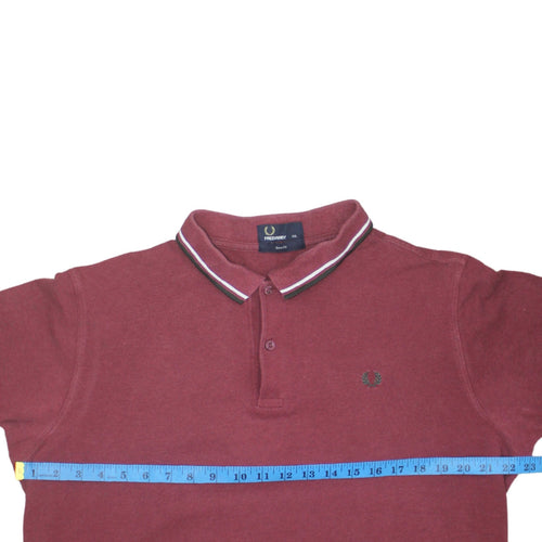 Fred Perry Men's Red Slim Fit Polo Shirt Size 2XL Cotton
