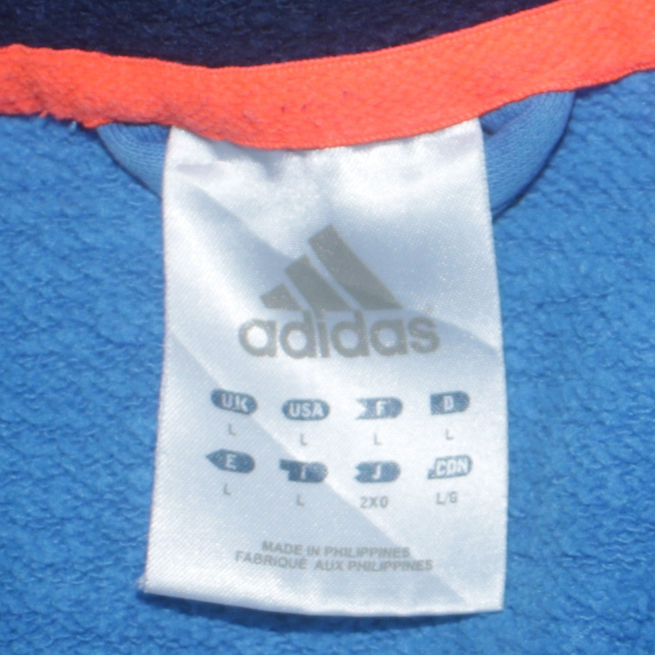 Adidas Men's Blue Full Zip Fleece Hoodie Size L Sportswear