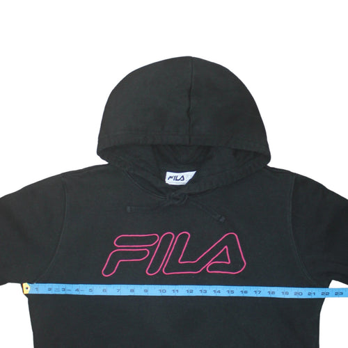 Fila Men's Black Pullover Hoodie M Logo Sports Fleece Sweatshirt