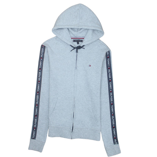 Tommy Hilfiger Men's Grey Full Zip Hoodie Size S Logo Sleeve Detail